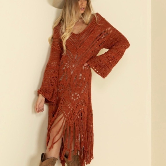 Free People Dresses & Skirts - RARE Free People Constellation Crochet Tunic Dress